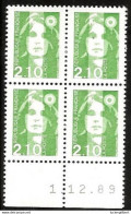 TIMBRE N° 2622  -  COINS DATES 1 12 89   -  MARIANNE DU BICENTENAIRE  -  NEUF  -  1989 - 1980-1989