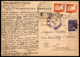 RSI - Provvisori - Cartolina Postale Raccomandata In Tariffa Affrancata Con Coppia Del 1,75 Lire Imperiale (254) + 1 Lir - Autres & Non Classés