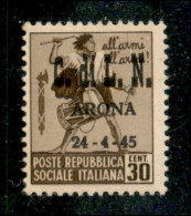 C.L.N. - Arona - 1945 - 30 Cent (17) - Gomma Originale - Cert. AG (2.250) - Autres & Non Classés