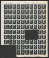 C.L.N. - Mantova - 1945 - 15 Cent + 1,85 Lire (2) - Blocco Di 88 (mancano 56/68 + 81/93) Con Gli Errori Della Composizio - Autres & Non Classés
