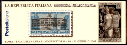 Repubblica - Posta Ordinaria - 2003 - Libretto Mostra Filatelica Montecitorio (25) - Nuovo Perfetto - Other & Unclassified