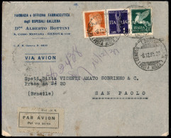 Aerogrammi - Regno D'Italia - Due Lettere Via Aerea Per Il Brasile Entrambe Con Affrancatura Tricolore Imperiale + Miti  - Autres & Non Classés