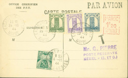 Maroc CP Office Chérifien Des P.T.T Par Avion YT N° 205 210 212 + EMA Machine à Affranchir Maroc 1,2 Postes B0002 - Airmail