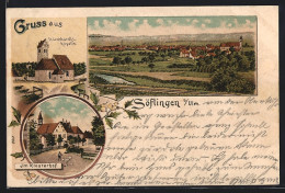 Lithographie Söflingen, St. Leonhardts-Kapelle, Klosterhof, Gesamtansicht  - Autres & Non Classés