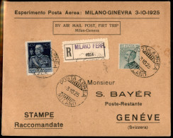 Primi Voli - Italia - 1925 (3 Ottobre) - Primo Volo Milano Ginevra - Longhi 1409 - Ex Coll. Provera - Autres & Non Classés