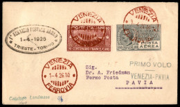 Primi Voli - Italia - 1926 (1 Aprile) - Primo Volo Venezia Pavia - Longhi 1458 - Due Aerogrammi - Other & Unclassified