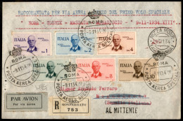 Primi Voli - Italia - 1934 (10/11 Novembre) - Primo Volo Roma Mogadiscio - Busta Raccomandata Con La Serie Completa (Aer - Autres & Non Classés