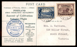 Primi Voli - Australia - 1934 (16 Novembre) - Cartolina Commemorativa "Autogiro Flight" Melbourne Portland - Autres & Non Classés