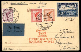 Delcampe - Zeppelin - Lussemburgo - 1933 (29 Maggio) - Zeppelin Romfahrt - Cartolina Da Ville Per Wageningen (Olanda) - Longhi 225 - Other & Unclassified