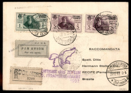 Zeppelin - Italia - 1932 - Zeppelin 5 Sudamerika - Longhi 117 - Aerogramma Raccomandato Con Bella Affrancatura Multipla  - Autres & Non Classés