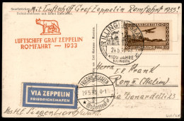 Delcampe - Zeppelin - Germania - 1933 (24 Maggio) - Zeppelin Romfahrt - Cartolina Da Illinge (Saar) Per Roma - Autres & Non Classés