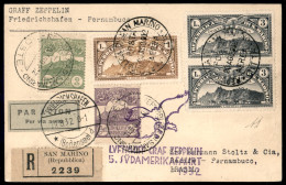 Zeppelin - San Marino - Cartoncino Raccomandato Viaggiato Con Zeppelin 5 Sudamerikafahrt - Di Pregio - (Longhi 122) - AD - Other & Unclassified