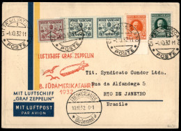 Zeppelin - Vaticano - Aerogramma Viaggiato Per Il Brasile Con Affrancatura Plurima - Zeppelin 8. Sudamerikafahrt - Non C - Other & Unclassified