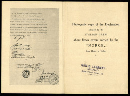 Posta Aerea - Documenti - Fotocopia Della Scrittura Privata Che Certifica Il Numero Dei Pezzi Volati Col "Norge" - Landm - Autres & Non Classés