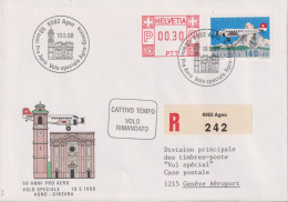 1988 R-Brief, Sonderflug Agno-Ginevra , FraMA +Zum: F49, Mi: 1369, ⵙ 6982 Agno - Máquinas De Franquear