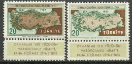 Turkey; 1957 Centenary Of The Instruction Of Forestry In Turkey "Color Tone Variety (Dark Printing)" - Neufs