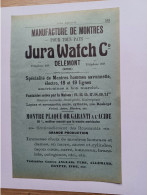 Ancienne Publicité Horlogerie JURA WATCH Delemont  Suisse 1914 - Suisse