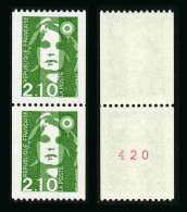 FRANCE - BICENTENAIRE BRIAT 2.10 - YT 2627 Et 2627a ** - TIMBRES DE ROULETTE EN PAIRE AVEC NUMERO ROUGE NEUFS ** - 1989-1996 Bicentenial Marianne