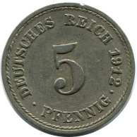 5 PFENNIG 1912 F DEUTSCHLAND Münze GERMANY #DB159.D.A - 5 Pfennig