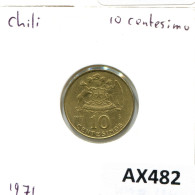 10 CENTESIMOS 1971 CHILE Coin #AX482.U.A - Cile