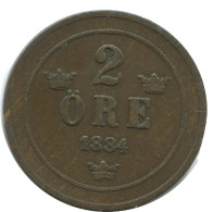 2 ORE 1884 SCHWEDEN SWEDEN Münze #AC986.2.D.A - Sweden