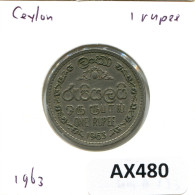 1 RUPEE 1963 SRI LANKA Ceylon Coin #AX480.U.A - Altri – Asia