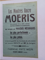 Ancienne Publicité Horlogerie MONTRES MOERIS SAINT IMIER  Suisse 1914 - Svizzera