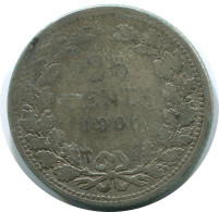 25 CENTS 1901 NETHERLANDS SILVER Coin #AR977.U.A - Zilveren En Gouden Munten