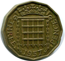THREEPENCE 1957 UK GREAT BRITAIN Coin #AZ009.U.A - F. 3 Pence