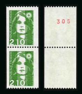 FRANCE - BICENTENAIRE BRIAT 2.10 - YT 2627 Et 2627a ** - TIMBRES DE ROULETTE EN PAIRE AVEC NUMERO ROUGE NEUFS ** - 1989-1996 Bicentenial Marianne