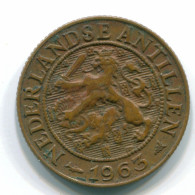 1 CENT 1963 ANTILLAS NEERLANDESAS Bronze Fish Colonial Moneda #S11100.E.A - Niederländische Antillen