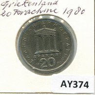 20 DRACHMES 1980 GRECIA GREECE Moneda #AY374.E.A - Greece