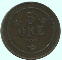 5 ORE 1890 SWEDEN Coin #AC637.2.U.A - Sweden