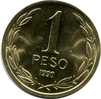 1 PESO 1990 CHILE UNC Coin #M10122.U.A - Cile