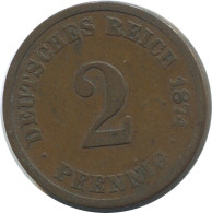 2 PFENNIG 1874 A DEUTSCHLAND Münze GERMANY #AE566.D.A - 2 Pfennig