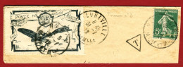 PA Précurseurs Aérophilatélie 1er Vol Postal Officiel Fragment 31.07.1912 NANCY-LUNEVILLE N°137 / Vignette / Cad Arrivée - Primeros Vuelos