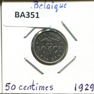 50 CENTIMES 1929 BELGIEN BELGIUM Münze Französisch Text #BA351.D.A - 50 Cents