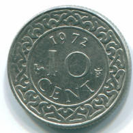10 CENTS 1972 SURINAM NIEDERLANDE Nickel Koloniale Münze #S13279.D.A - Surinam 1975 - ...