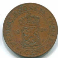1 CENT 1920 NIEDERLANDE OSTINDIEN INDONESISCH Copper Koloniale Münze #S10095.D.A - Indes Néerlandaises