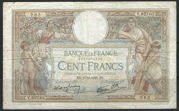 France 1938 Banknote, 100 Francs Y.62763, Luc Olivier Merson, P-86b - 100 F 1908-1939 ''Luc Olivier Merson''