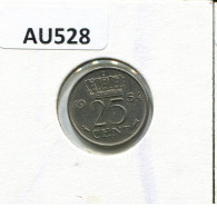 25 CENTS 1954 NETHERLANDS Coin #AU528.U.A - 1948-1980 : Juliana