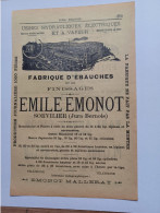 Ancienne Publicité Horlogerie EMILE EMONOT SORVILLER Jura Bernois  Suisse 1914 - Zwitserland