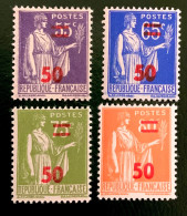 1941 FRANCE N 478 A 481 TYPE PAIX AVEC SURCHARGE - NEUF** - Unused Stamps
