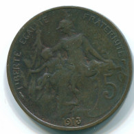 5 CENTIMES 1913 FRANKREICH FRANCE Französisch Münze VF/XF #FR1124.9.D.A - 5 Centimes