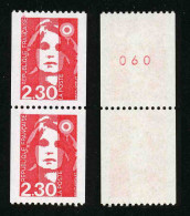 FRANCE - BICENTENAIRE BRIAT 2.30 - YT 2628 Et 2628a ** - TIMBRES DE ROULETTE EN PAIRE AVEC NUMERO ROUGE NEUFS ** - 1989-1996 Bicentenial Marianne