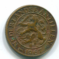 1 CENT 1967 NETHERLANDS ANTILLES Bronze Fish Colonial Coin #S11134.U.A - Netherlands Antilles