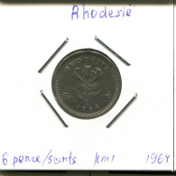 6 Pence / 5 Cents 1964 RHODESIA ZIMBABWE Coin #AP622.2.U.A - Simbabwe