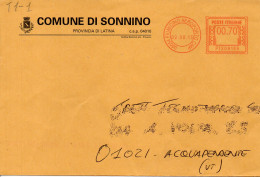 Stemma Comune Di Sonnino (Provincia Di Latina) Su Busta Tipo 1 Anno 2013 - Briefe U. Dokumente