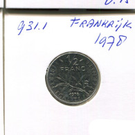 1/2 FRANC 1978 FRANKREICH FRANCE Französisch Münze #AN245.D.A - 1/2 Franc