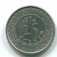 25 CENTS 1974 SURINAME NEERLANDÉS NETHERLANDS Nickel Colonial Moneda #S11238.E.A - Suriname 1975 - ...